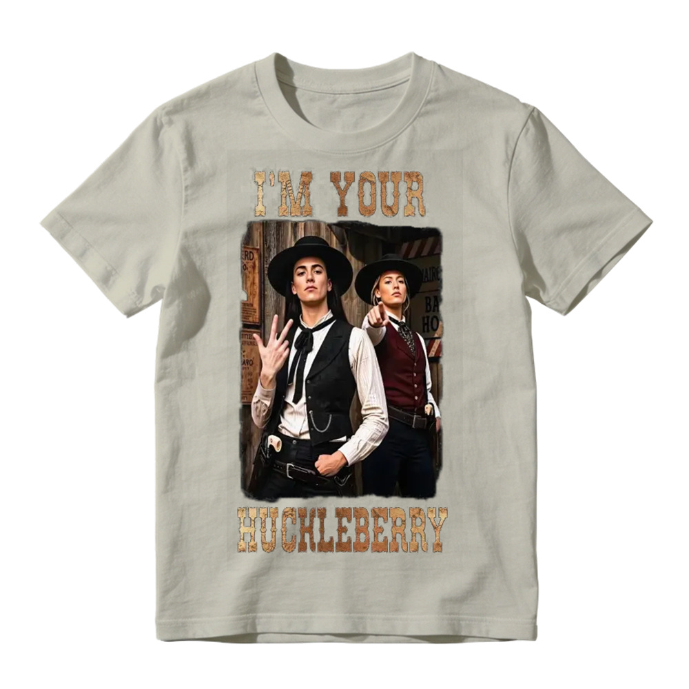 Retro Western Vibes "I'm Your Huckleberry" Graphic Basketball Shirt