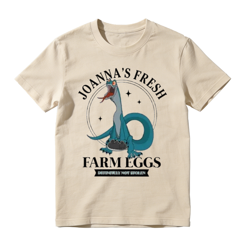 Joanna's Fresh Farm Eggs Dragon Funny Graphic T-Shirt