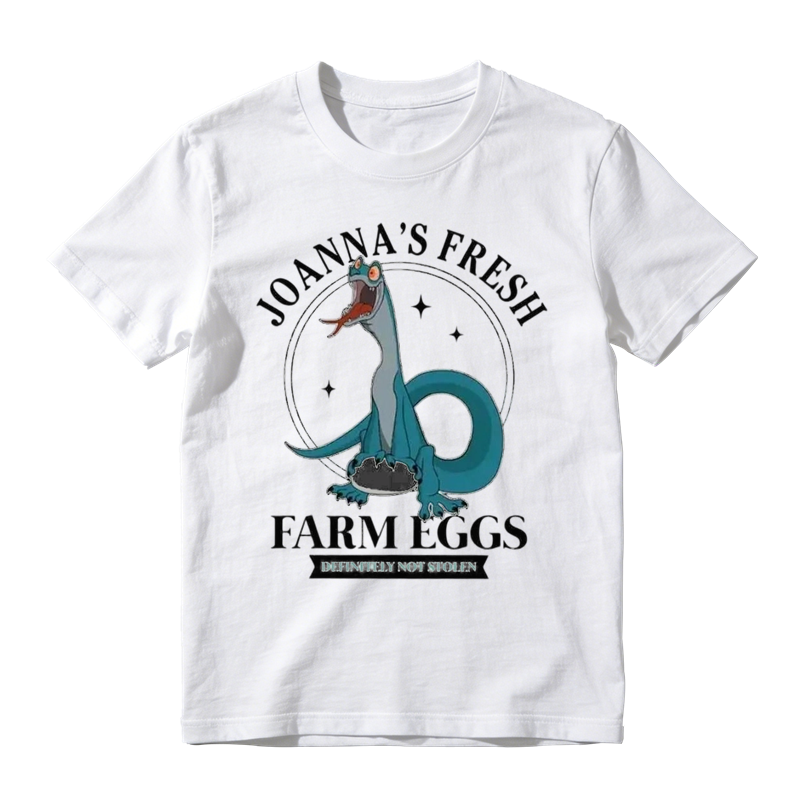 Joanna's Fresh Farm Eggs Dragon Funny Graphic T-Shirt