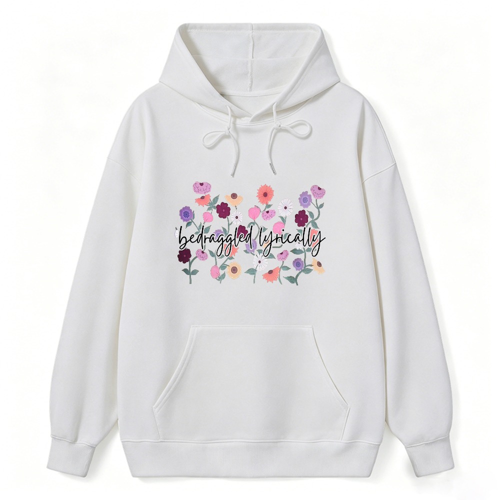 Befuddled Lyrically Floral Pattern Hoodie
