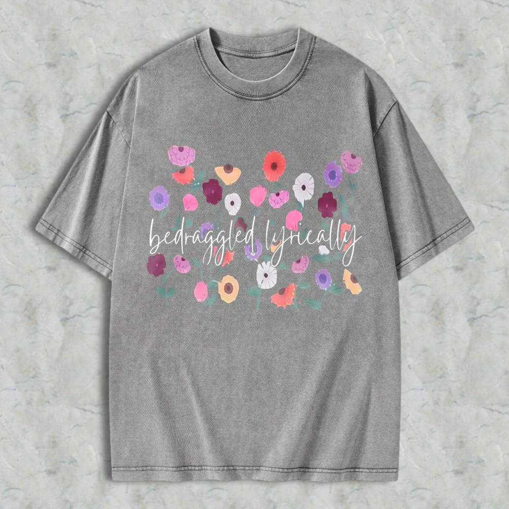 Colorful Wildflower Garden Floral Bouquet Print Unisex Washed T-shirt