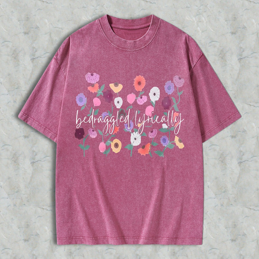 Colorful Wildflower Garden Floral Bouquet Print Unisex Washed T-shirt