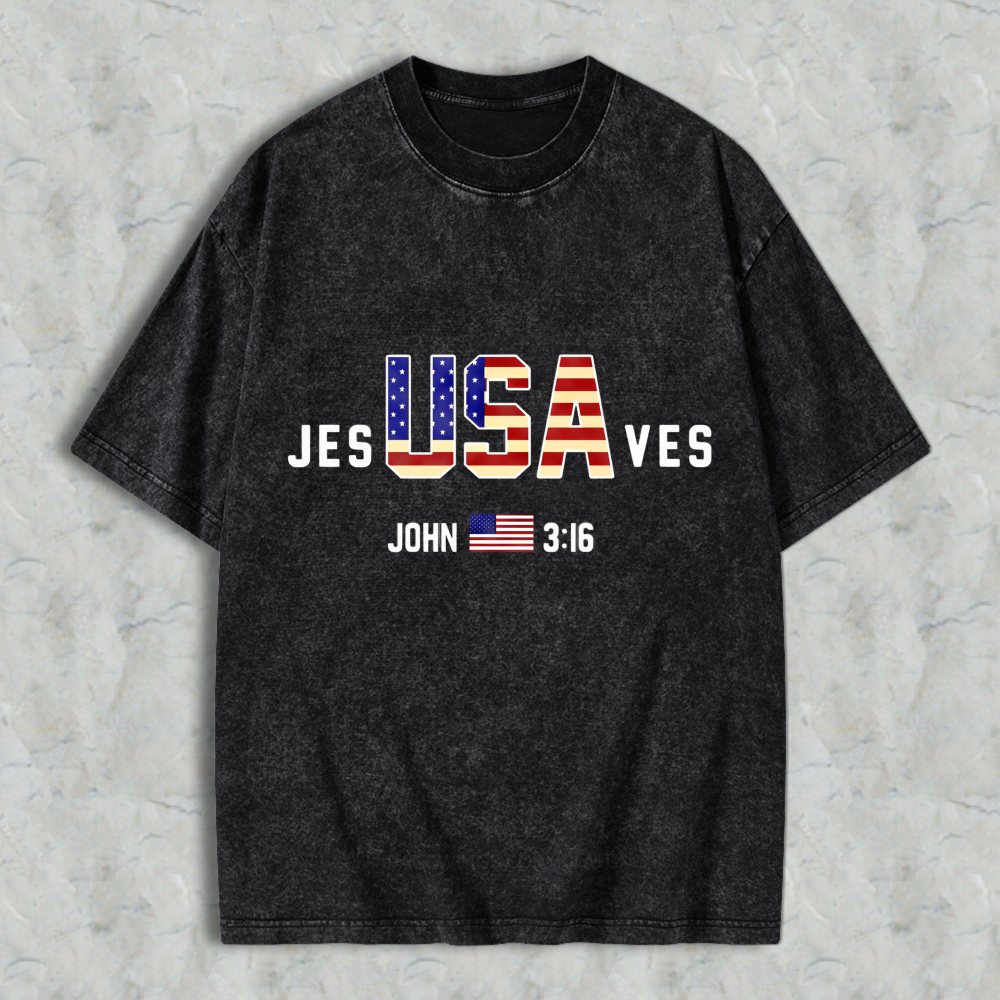 Jesus Usa Loves John 316 Washed T-shirt