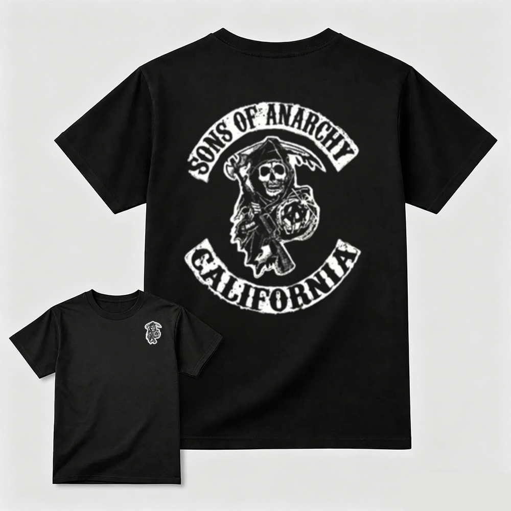 Classic California Skull Back Print T-Shirt