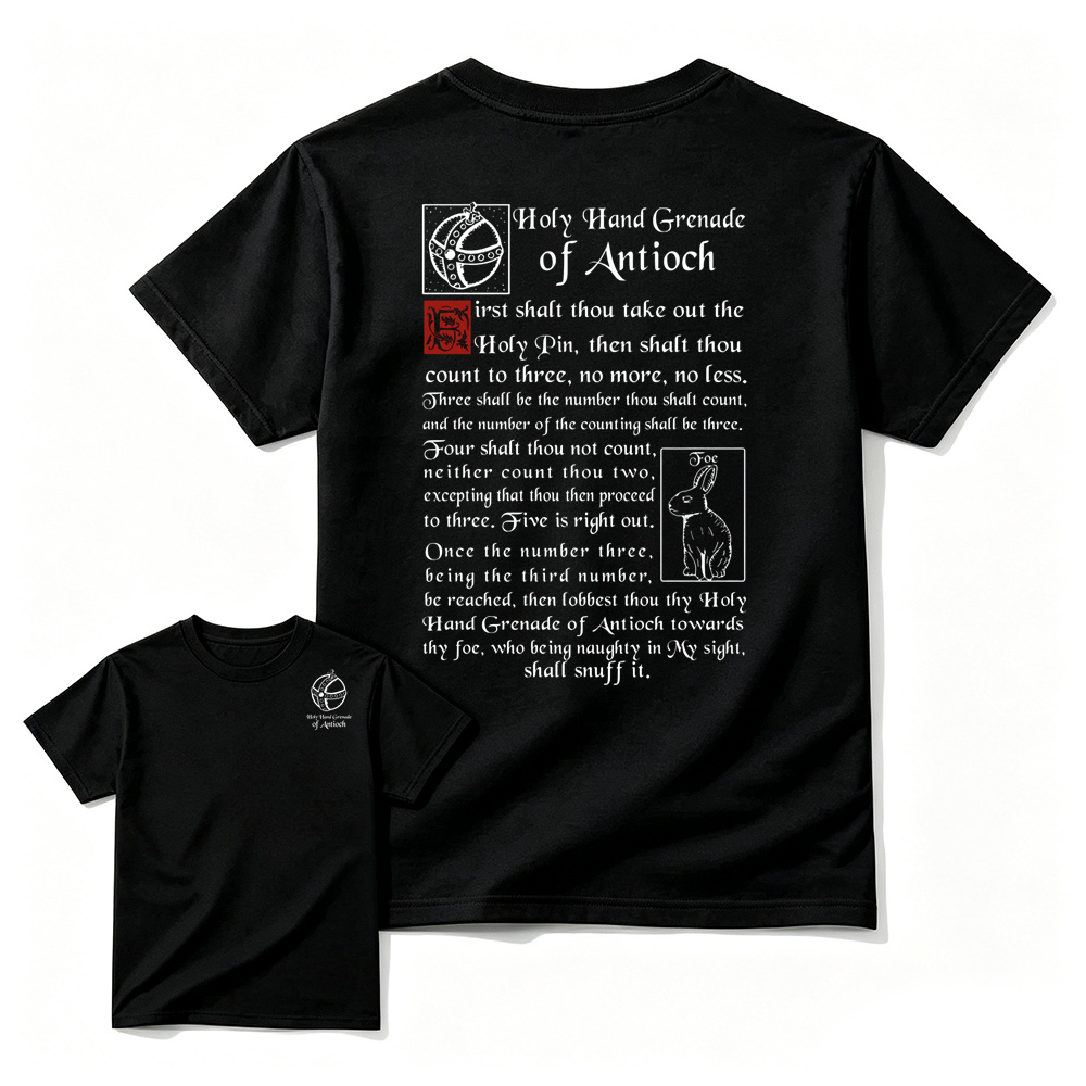 Monty Python Holy Hand Grenade of Antioch Black Cotton T-Shirt