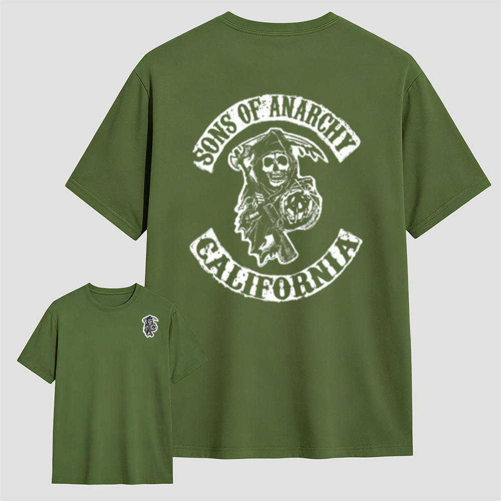 Classic California Skull Back Print T-Shirt