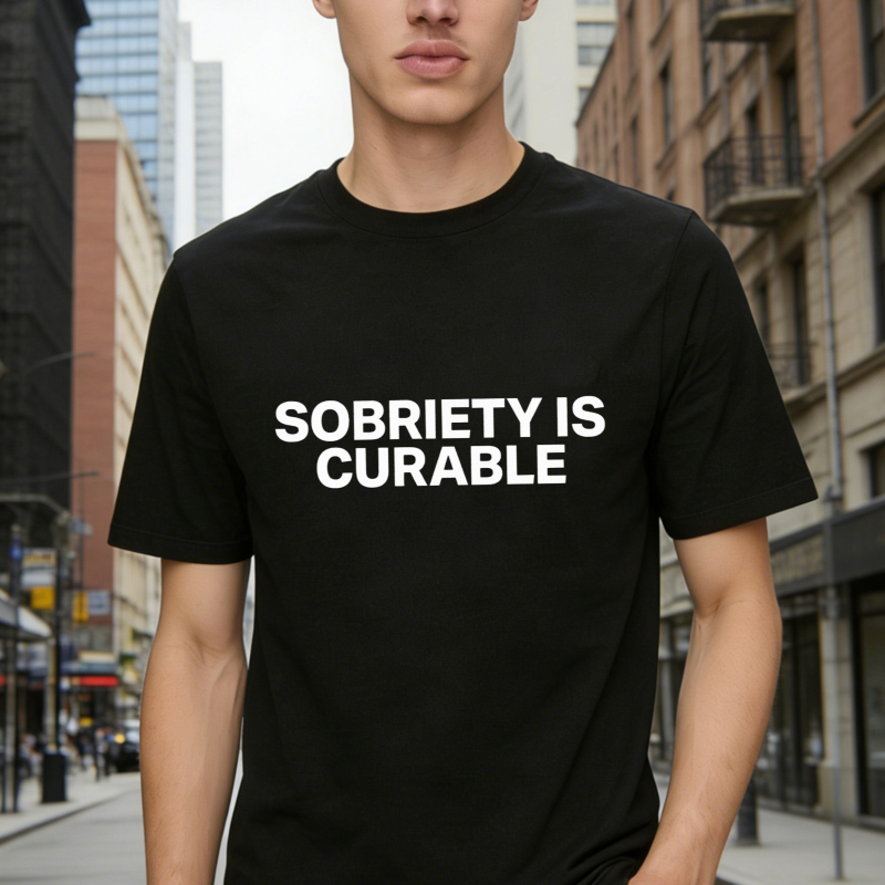 Sobriety Is Curable Funny Quote Graphic T-shirt