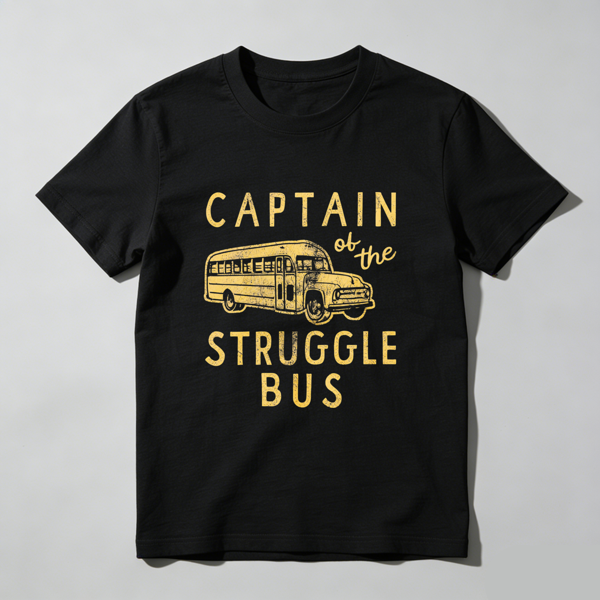 Mens Captain of The Struggle Bus T Shirt Funny Sarcastic School Bus Graphic Novelty Tee for Guys Mens Funny T Shirts Cool Vintage Fashion T-Shirt Gift Classic Menswear