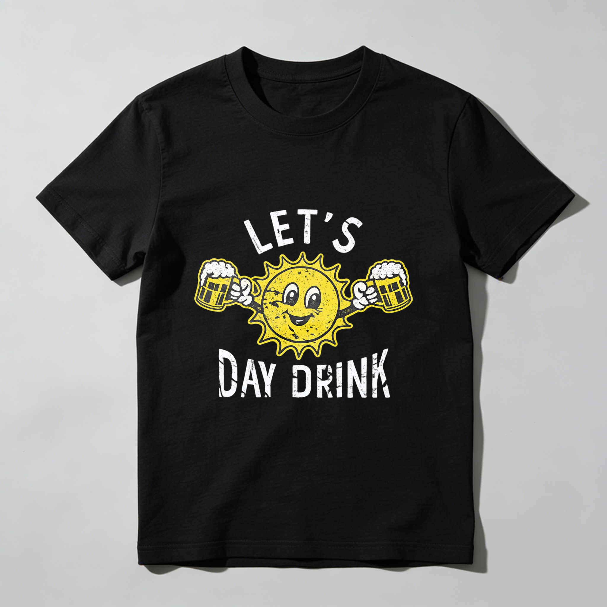 Mens Lets Day Drink T Shirt Funny Drunken Sunny Booze Drinking Tee for Guys Mens Funny T Shirts Cool Vintage Fashion T-Shirt Gift Classic Menswear