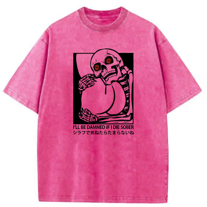 Skeleton With Red Eyes Holding Bottle tshirt 100% cotton