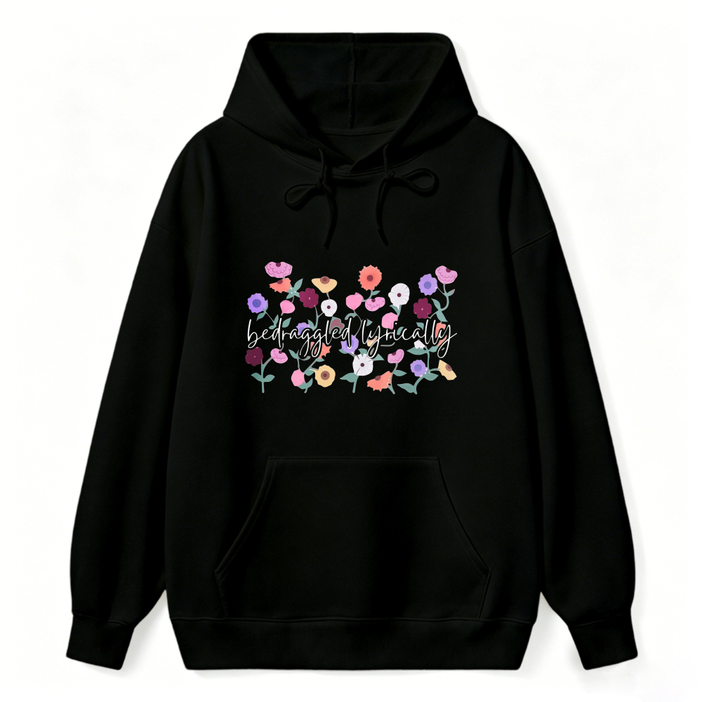 Befuddled Lyrically Floral Pattern Hoodie