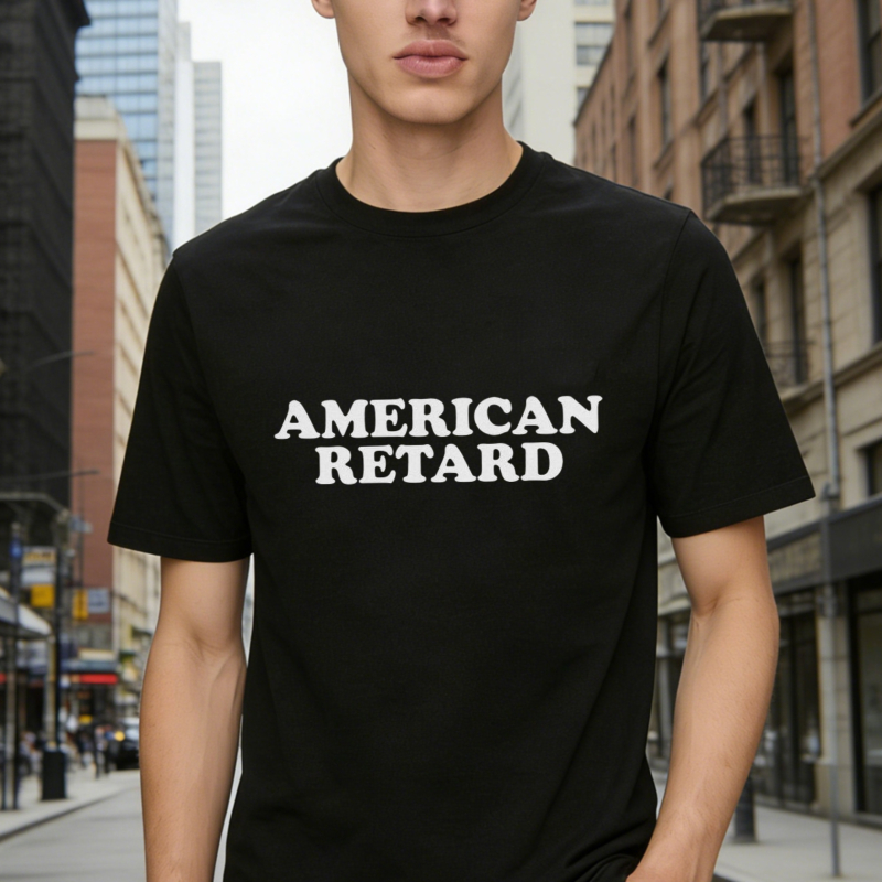 American Retard Text Graphic T-shirt