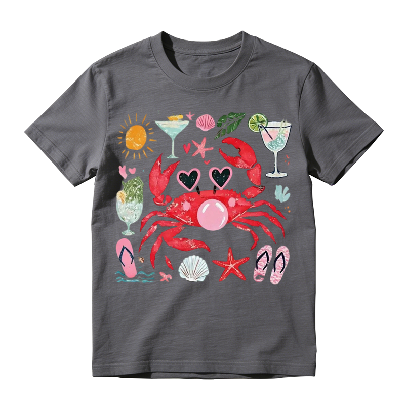 Cute Summer Crab Beach Graphic T-Shirt