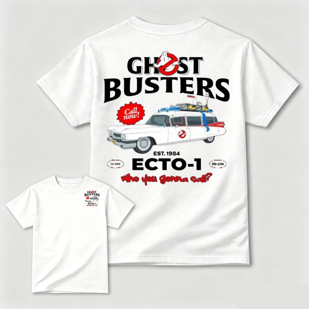 Ghostbusters ECTO-1 Car Print Black T-Shirt