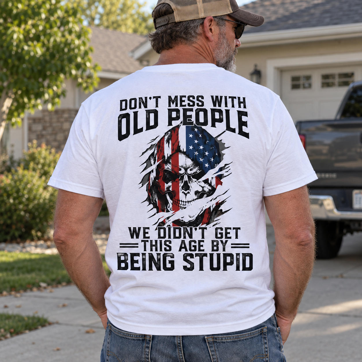 Don't Mess With Old People Skull Graphic T-Shirt