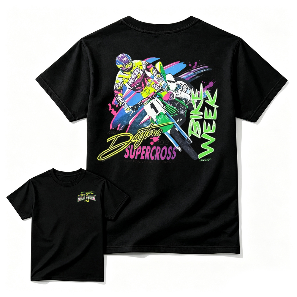 Vintage 1992 Daytona Supercross Graphic Retro Motocross Tee