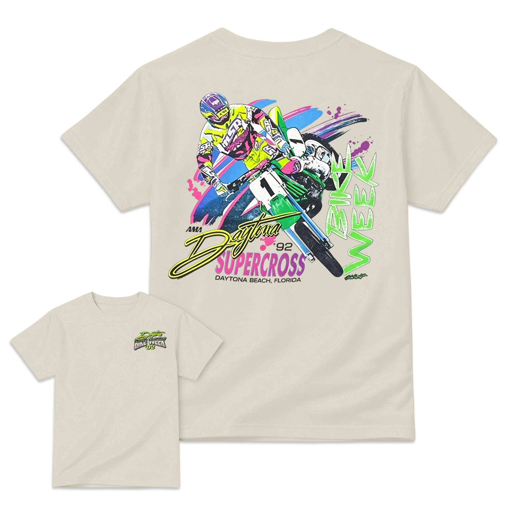 Vintage 1992 Daytona Supercross Graphic Retro Motocross Tee
