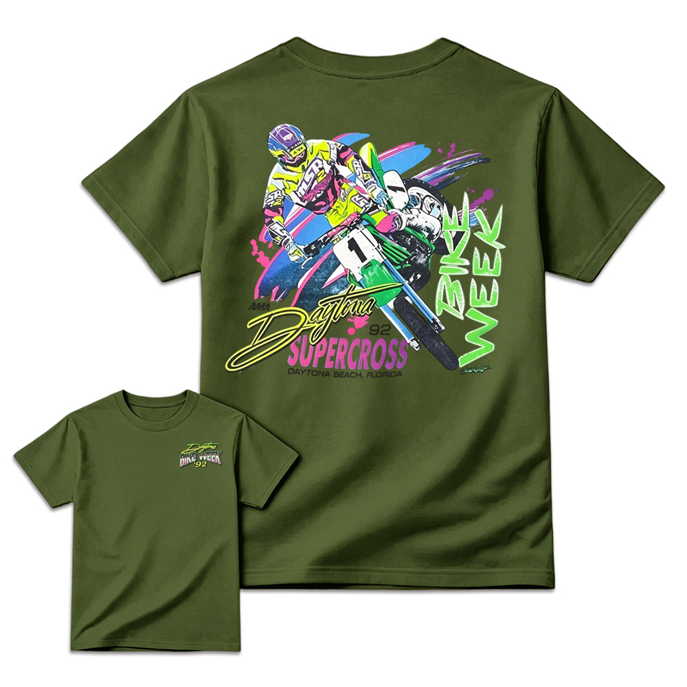 Vintage 1992 Daytona Supercross Graphic Retro Motocross Tee