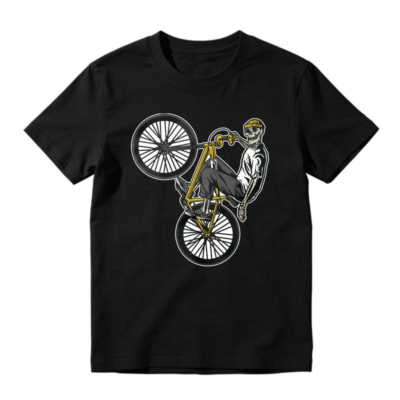 Bmx Rider Doing Wheelie Stunt Graphic, Unisex Classic T-shirt