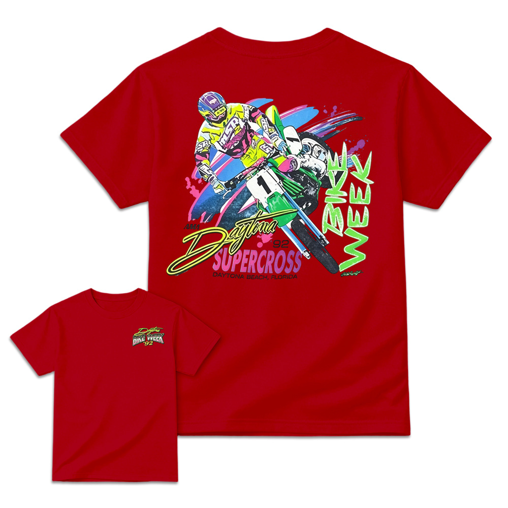 Vintage 1992 Daytona Supercross Graphic Retro Motocross Tee