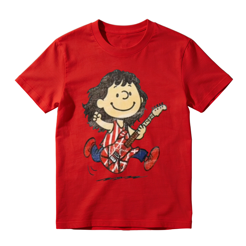Vintage Snoopy Character Eddie Van Halen Frankenstein Guitar Rock Graphic Tee
