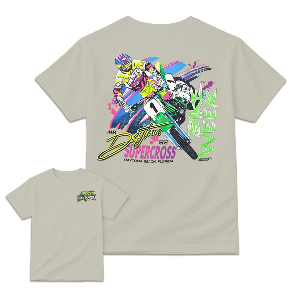 Vintage 1992 Daytona Supercross Graphic Retro Motocross Tee