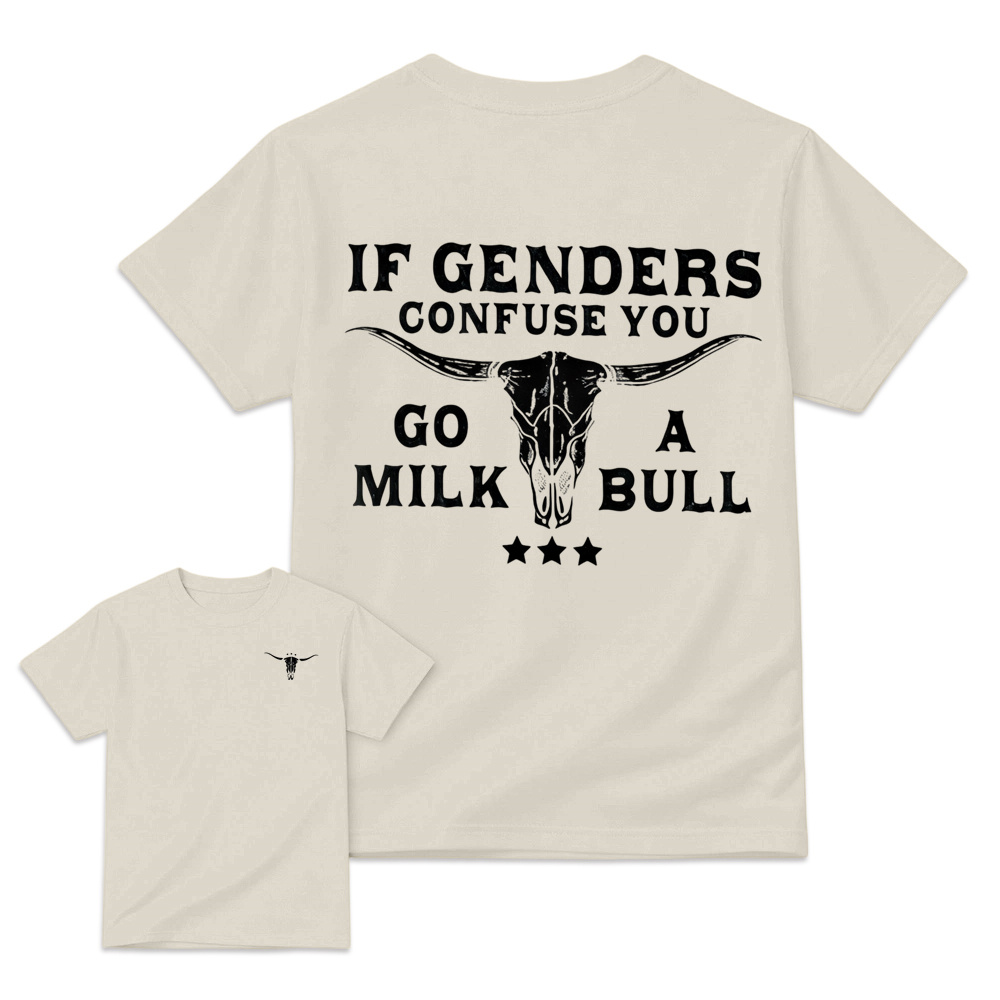 Retro Distressed Bull Skull Art Graphic Tee Unisex Western Back Print T-Shirt