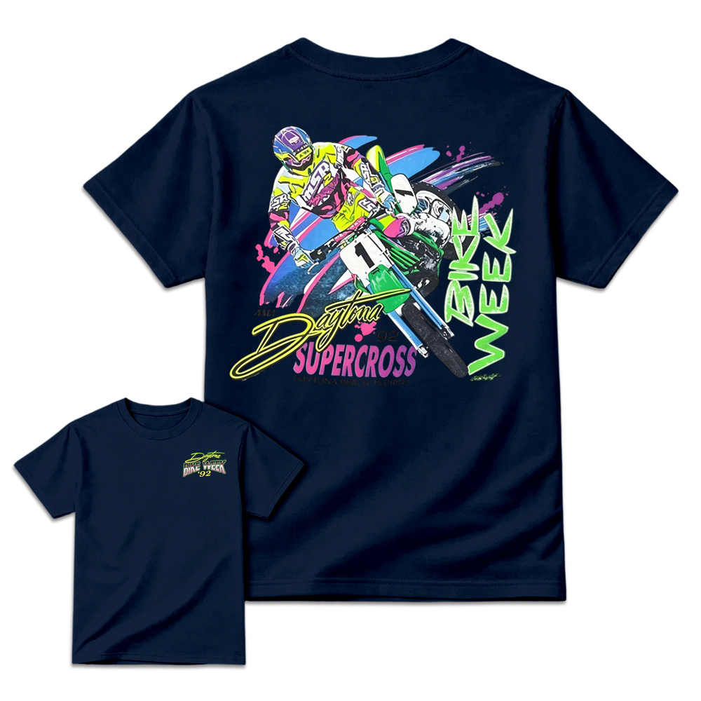 Vintage 1992 Daytona Supercross Graphic Retro Motocross Tee