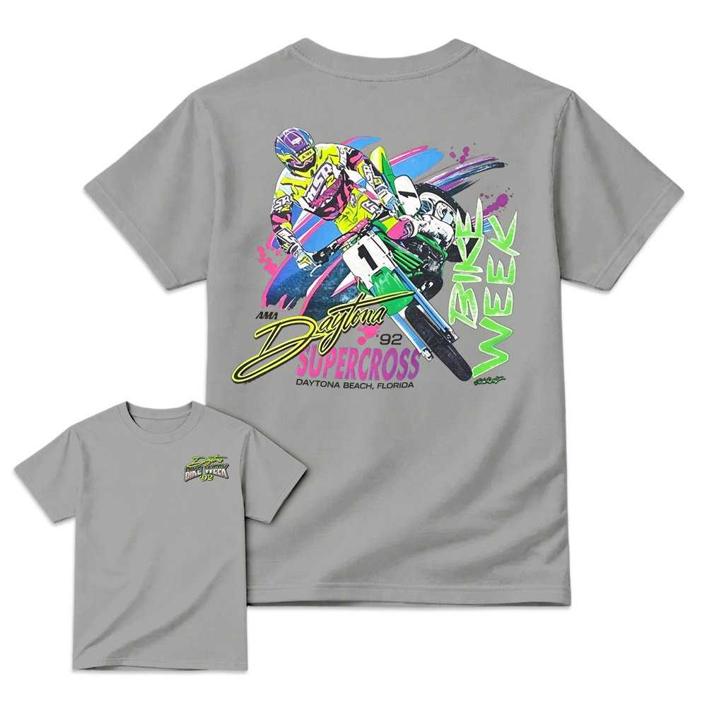 Vintage 1992 Daytona Supercross Graphic Retro Motocross Tee