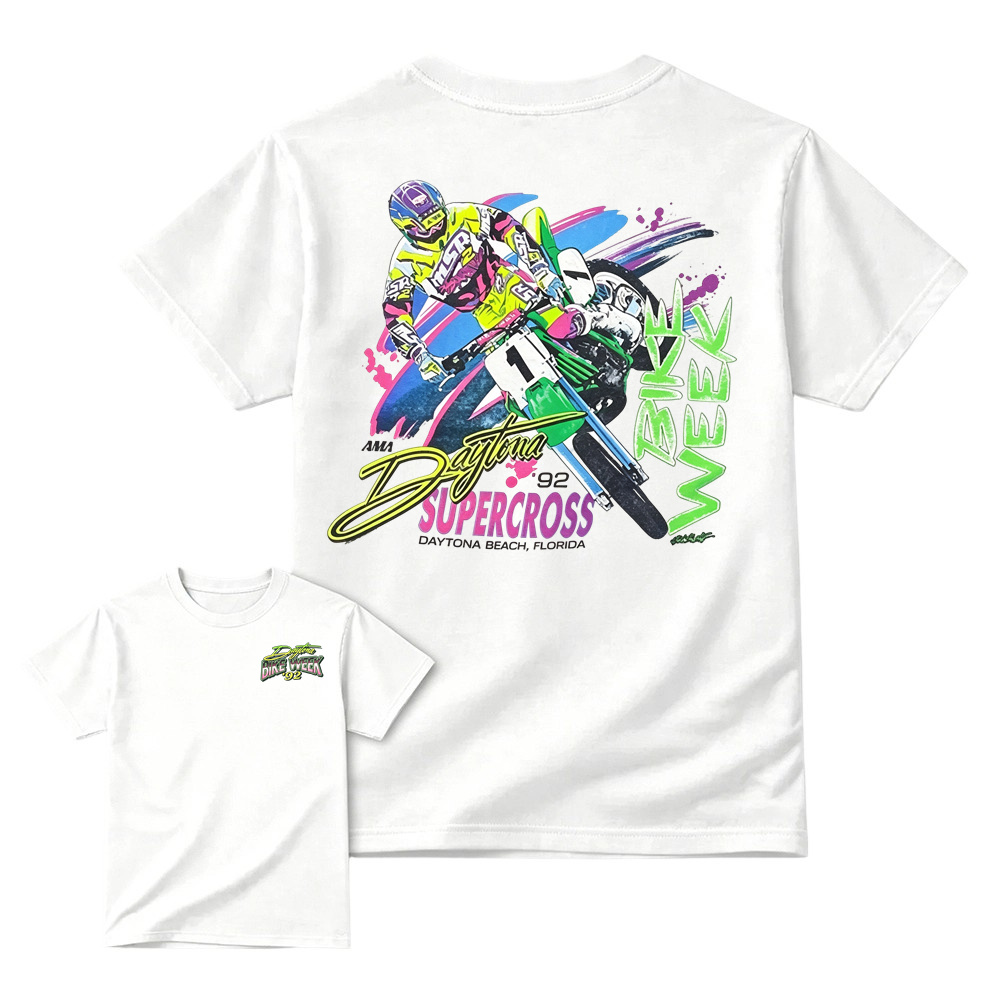 Vintage 1992 Daytona Supercross Graphic Retro Motocross Tee