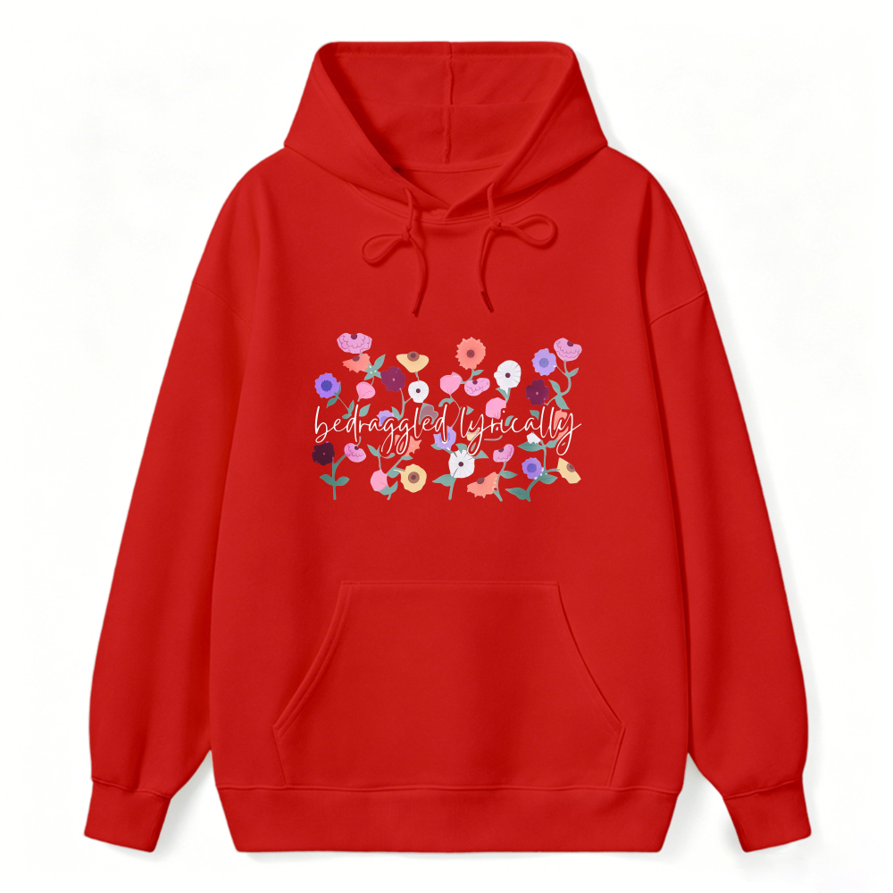 Befuddled Lyrically Floral Pattern Hoodie