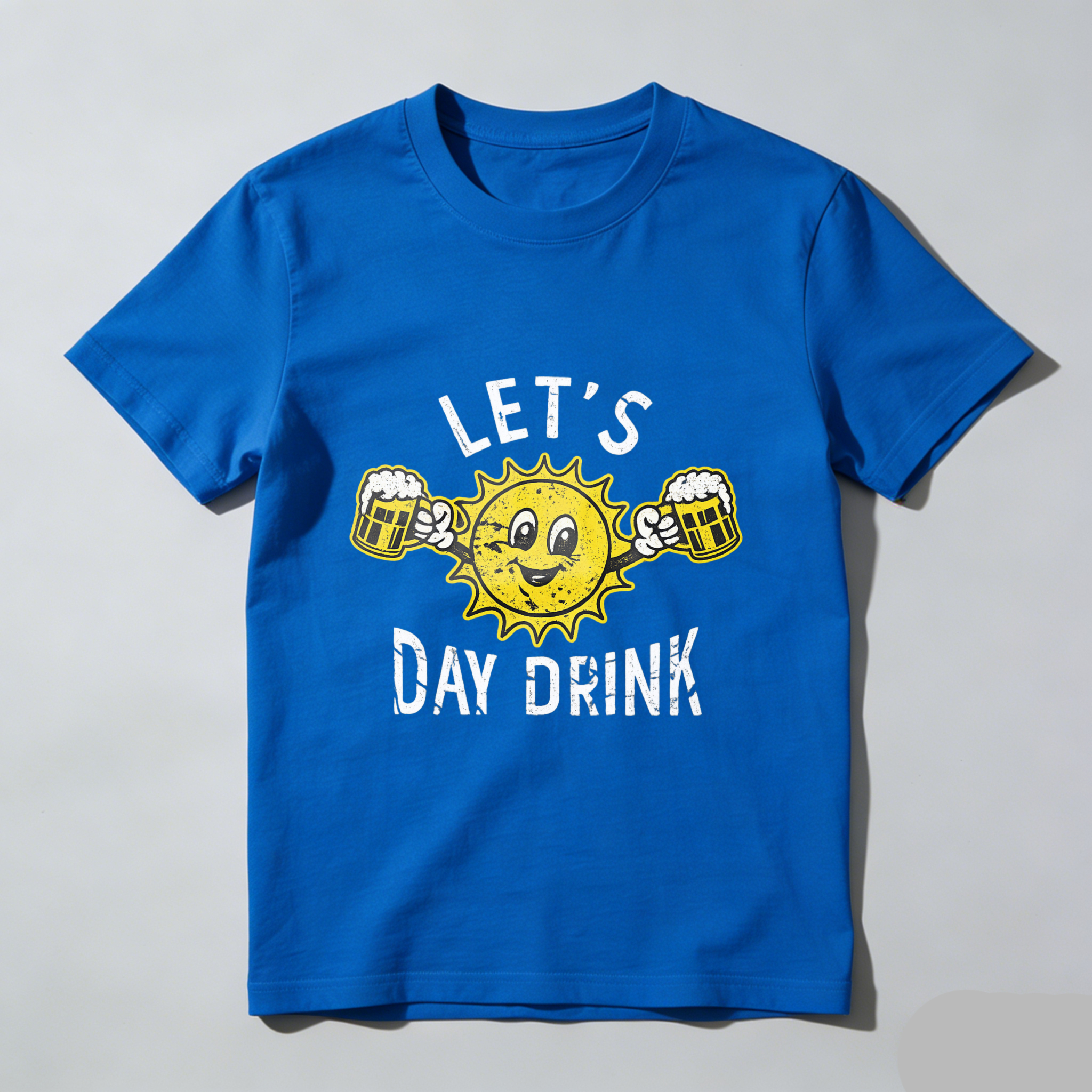Mens Lets Day Drink T Shirt Funny Drunken Sunny Booze Drinking Tee for Guys Mens Funny T Shirts Cool Vintage Fashion T-Shirt Gift Classic Menswear