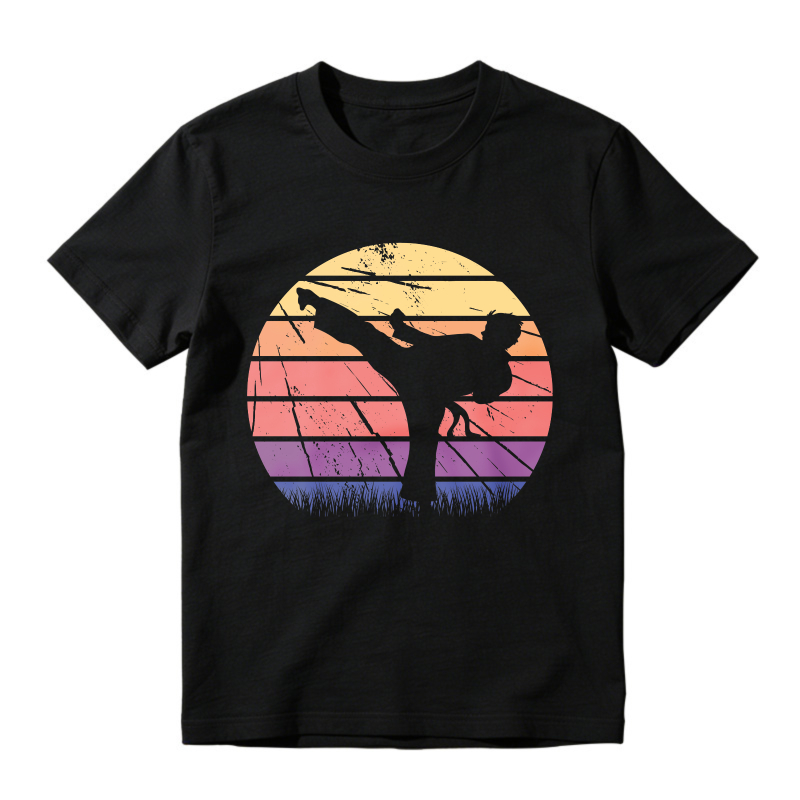 Retro Sunset Karate Silhouette, Unisex Classic T-shirt