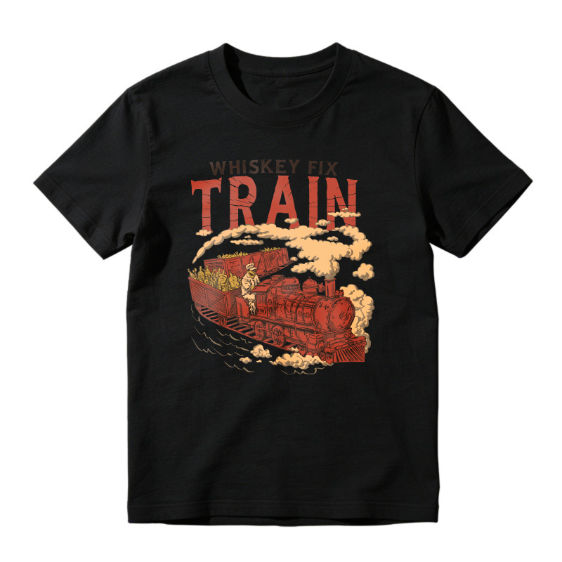Whiskey Fix Train Vintage Steam Locomotive Graphic, Unisex Classic T-shirt