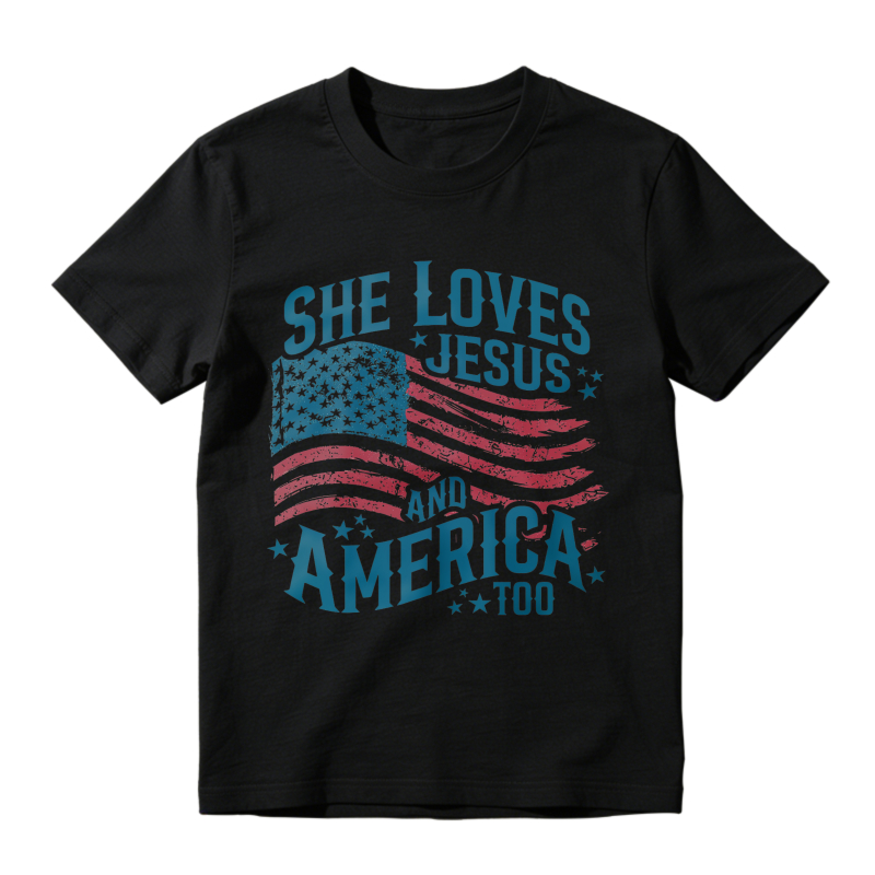 She Loves Jesus And America Too Flag Design T-shirt