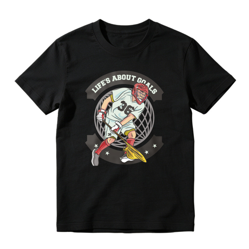 Lacrosse Player With Stick And Helmet, Life S About Goals Quote, Unisex Classic T-shirt