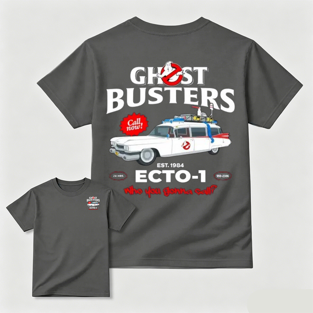 Ghostbusters ECTO-1 Car Print Black T-Shirt