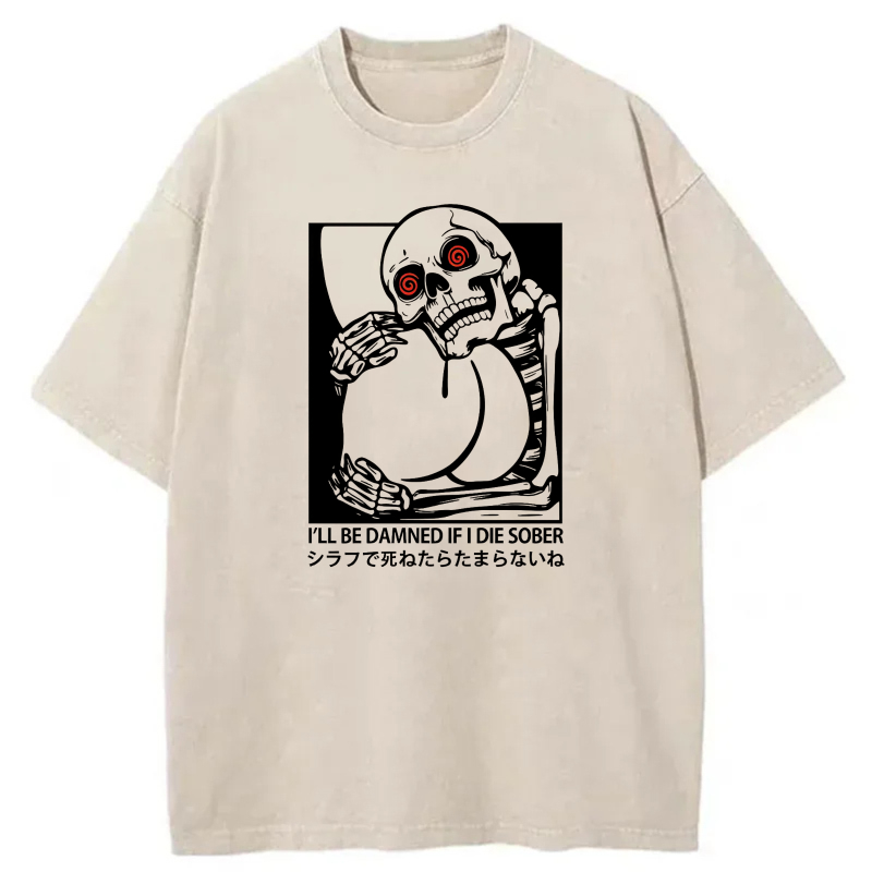 Skeleton With Red Eyes Holding Bottle tshirt 100% cotton