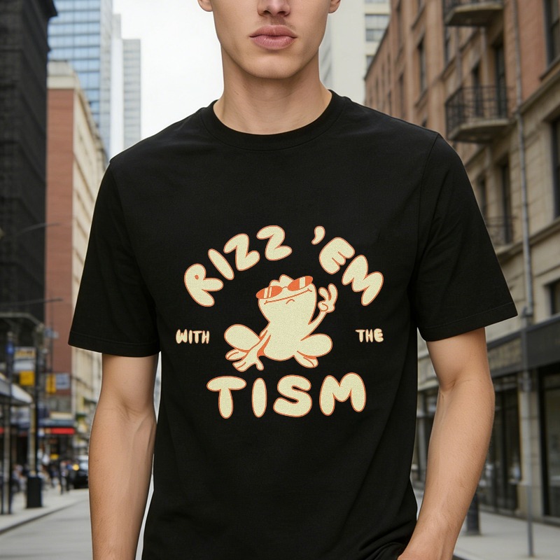 Rizz Em With The Tism Funny Frog Graphic T-shirt
