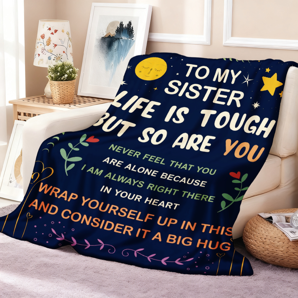 To My Sister Inspirational Throw Blanket – Moon & Stars