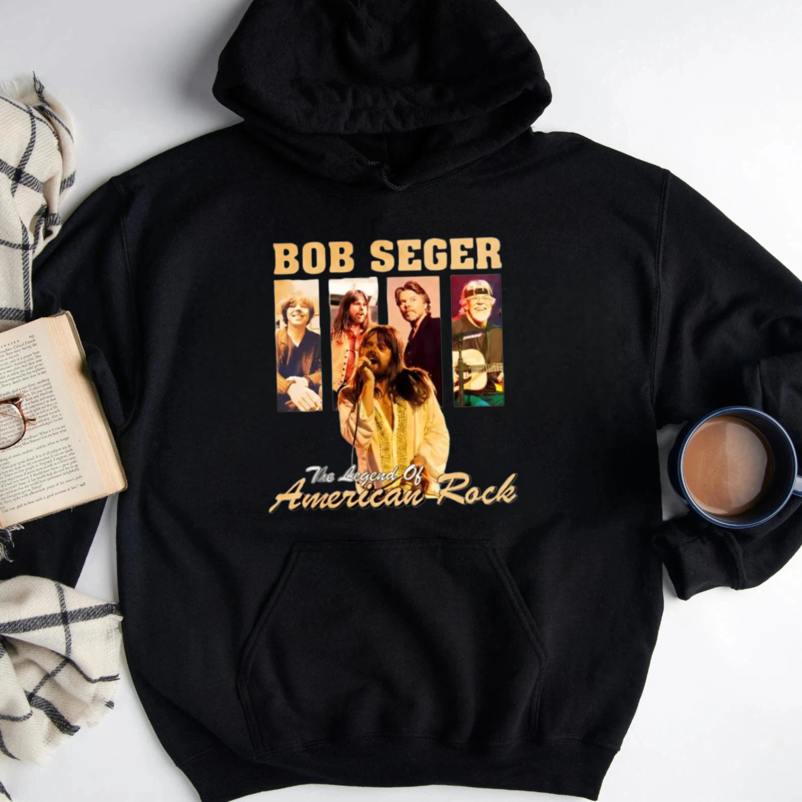 Bob Seger The Legend Of American Rock Vintage Photo Collage Unisex Classic Hoodie