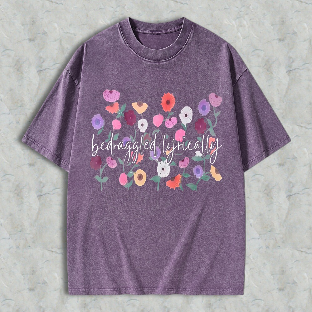 Colorful Wildflower Garden Floral Bouquet Print Unisex Washed T-shirt