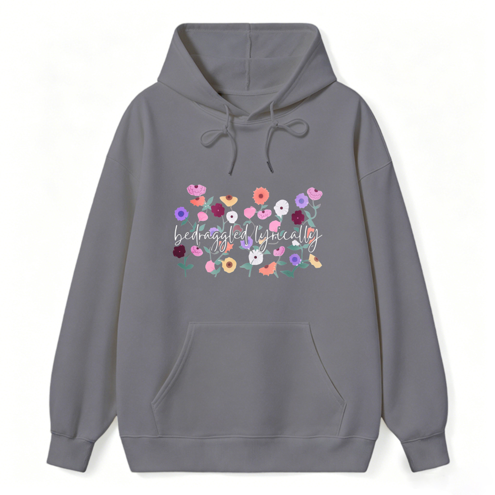 Befuddled Lyrically Floral Pattern Hoodie