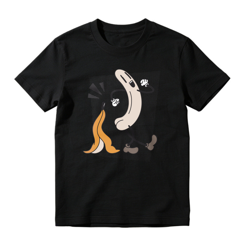 Cartoon Ghost With Banana Peel And Fly, Unisex Classic T-shirt