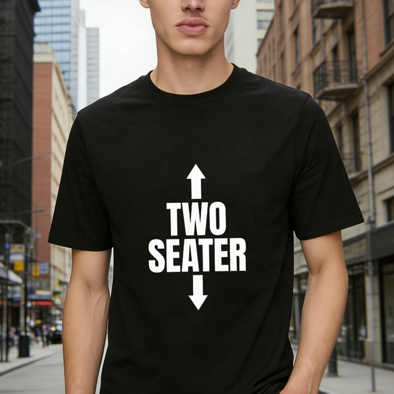 Two Seater With Up And Down Arrows Typography Graphic T-shirt