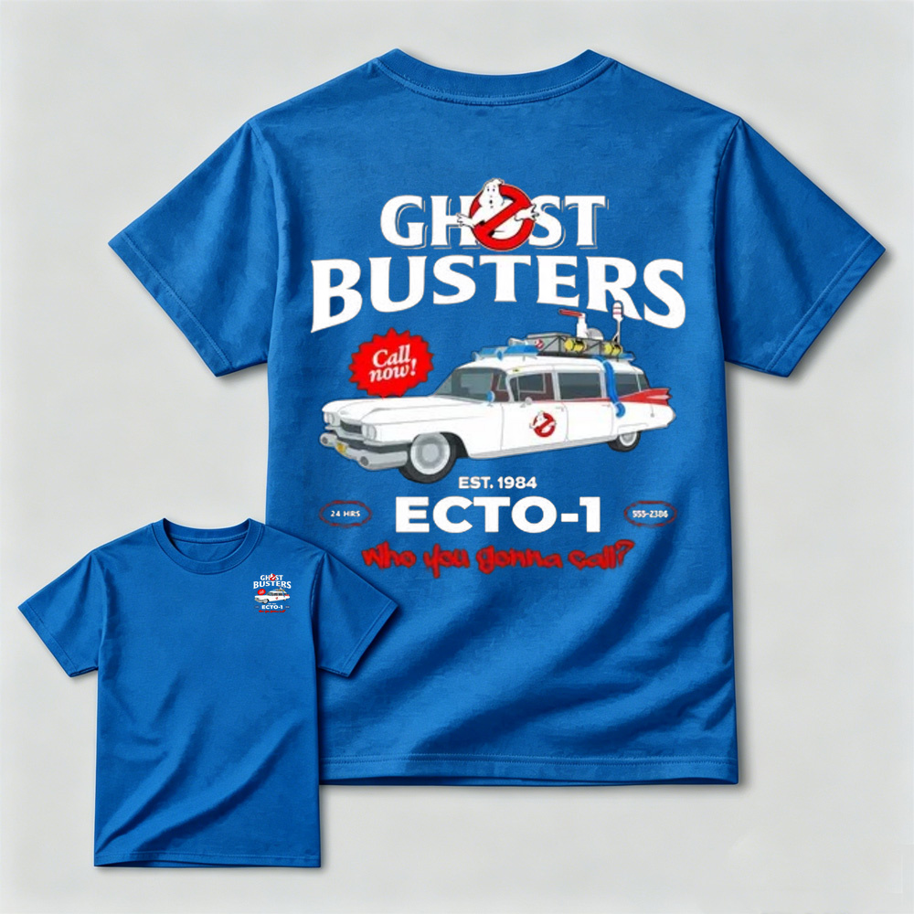 Ghostbusters ECTO-1 Car Print Black T-Shirt
