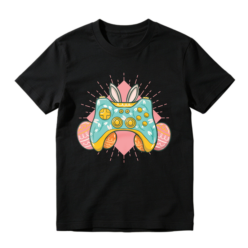 Easter Bunny Game Controller With Decorated Eggs And Pink Diamond Background, Unisex Classic T-shirt