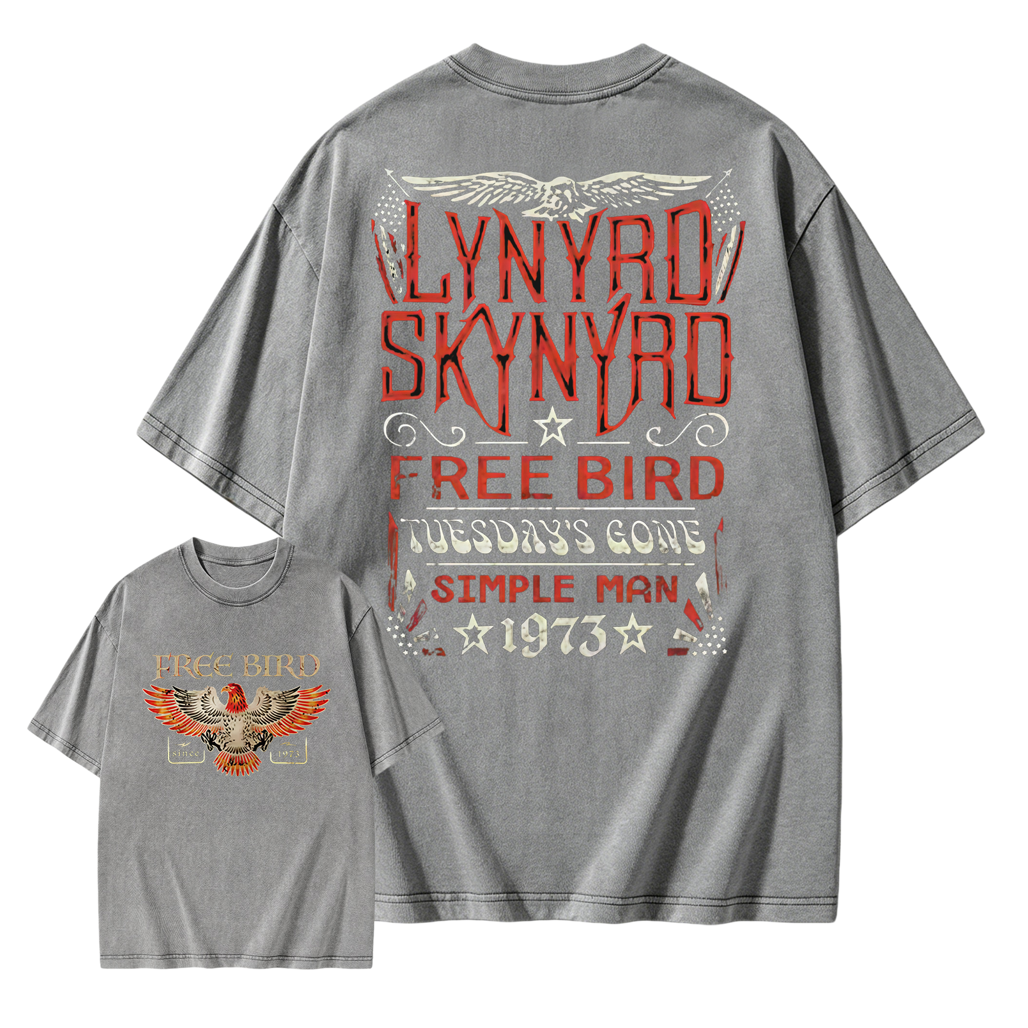 Lynyrd Skynyrd Free Bird 1973 Eagle Graphic Retro Rock Vintage Washed T-Shirt