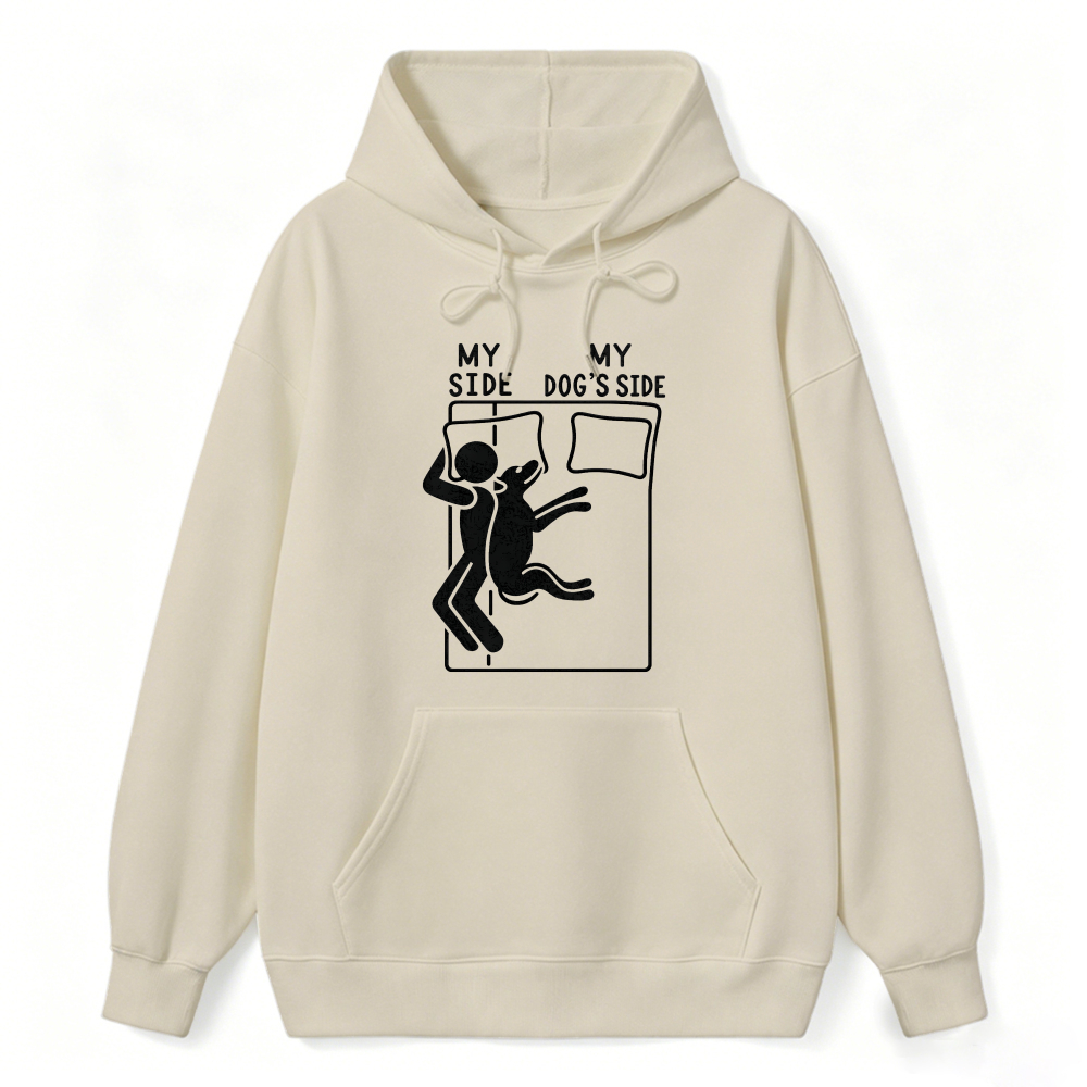 My Side My Dog S Side Funny Pet Lover Bed Sharing Graphic Hoodie