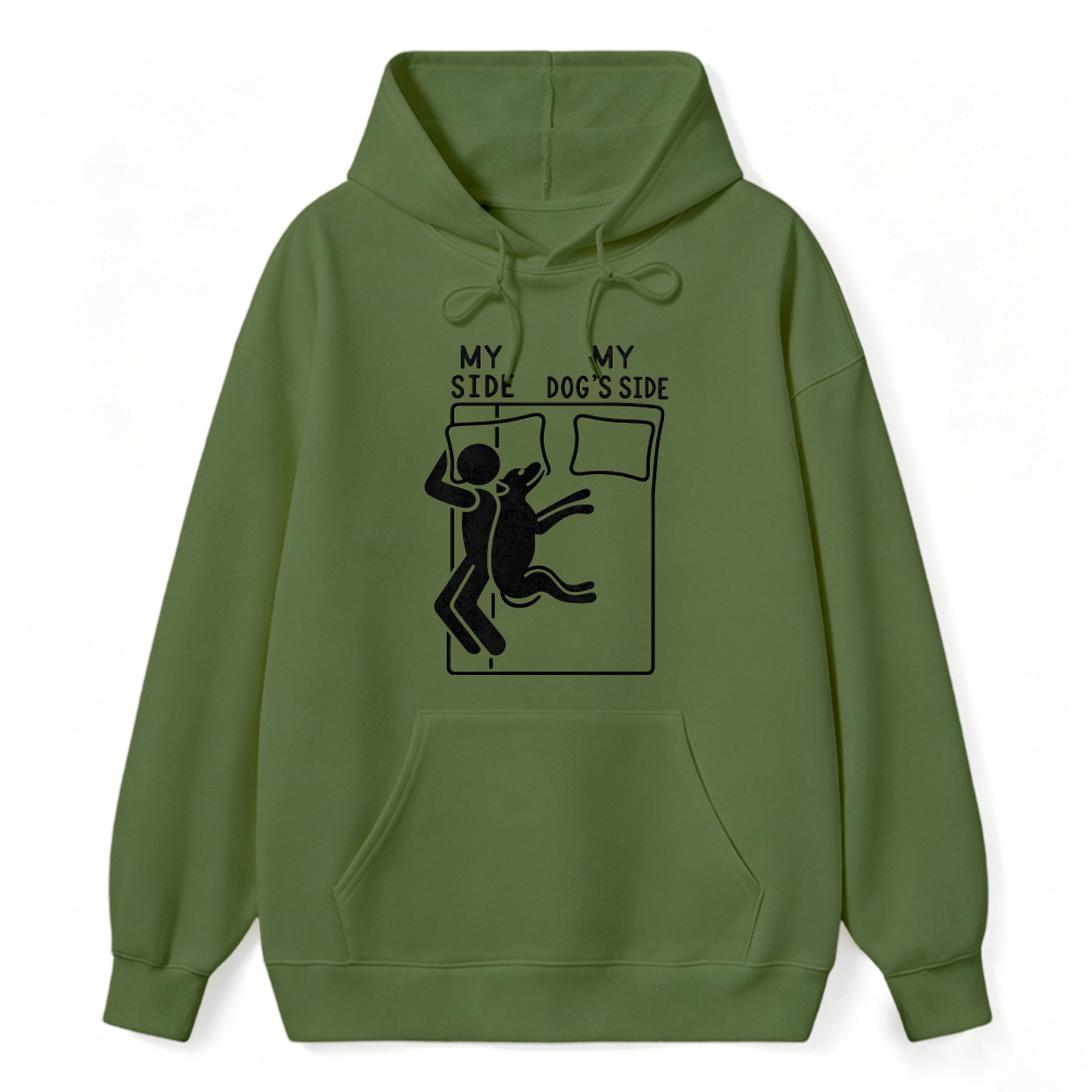 My Side My Dog S Side Funny Pet Lover Bed Sharing Graphic Hoodie